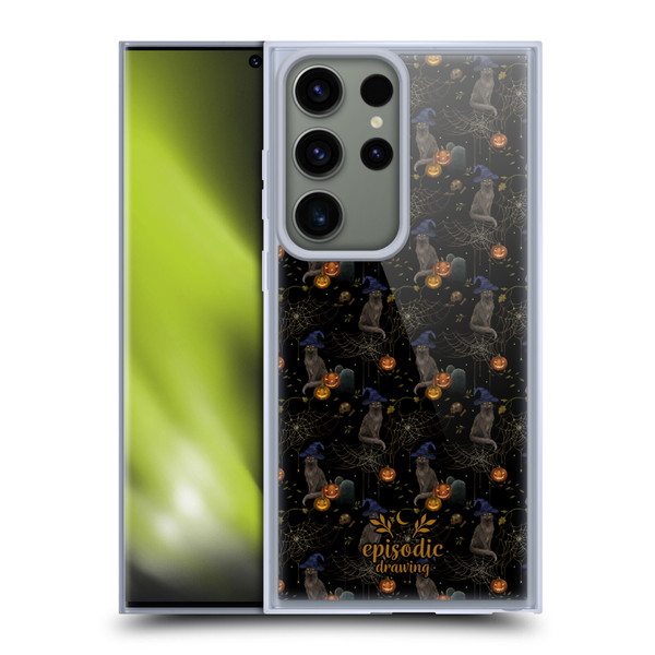 Episodic Drawing Spooky Patterns Cat's Halloween Hat Soft Gel Case for Samsung Galaxy S23 Ultra 5G