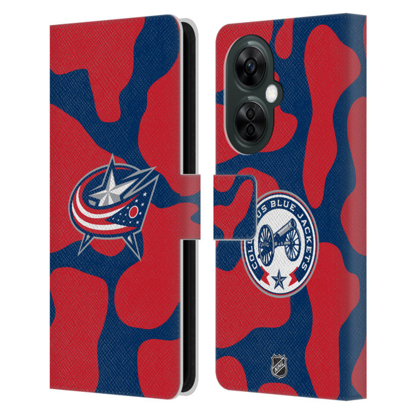 NHL Columbus Blue Jackets Cow Pattern Leather Book Wallet Case Cover For OnePlus Nord CE 3 Lite 5G