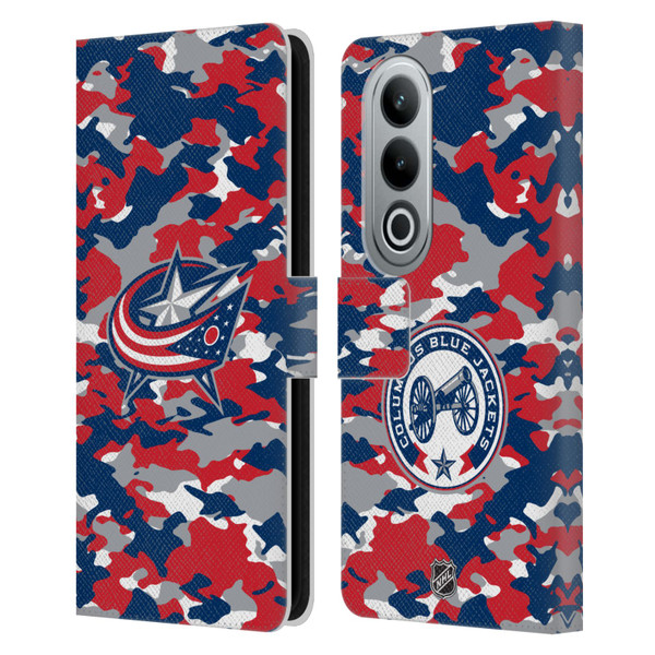 NHL Columbus Blue Jackets Camouflage Leather Book Wallet Case Cover For OPPO OnePlus Ace 3V 5G