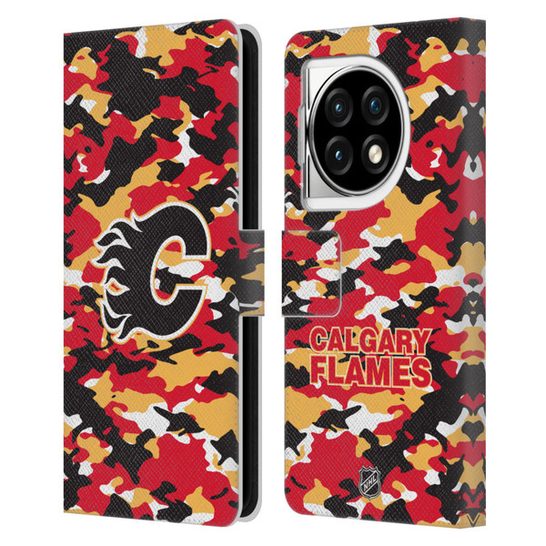NHL Calgary Flames Camouflage Leather Book Wallet Case Cover For OPPO OnePlus Ace 3 5G