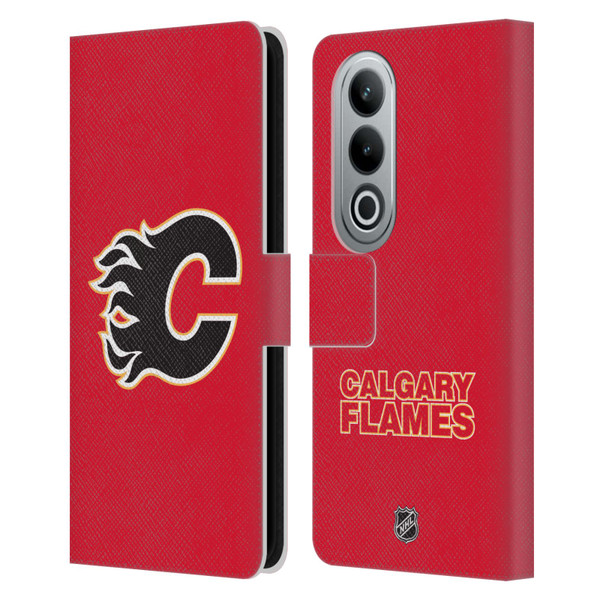 NHL Calgary Flames Plain Leather Book Wallet Case Cover For OPPO OnePlus Ace 3V 5G