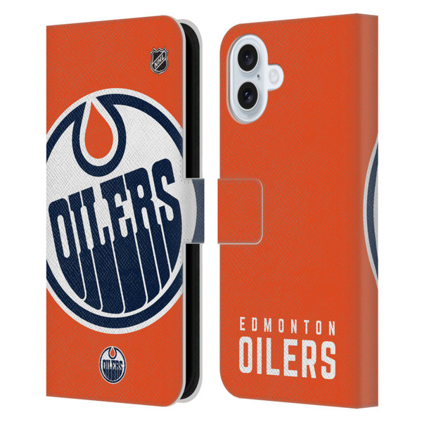 NHL Edmonton Oilers Oversized Leather Book Wallet Case Cover For Apple iPhone 16 Plus