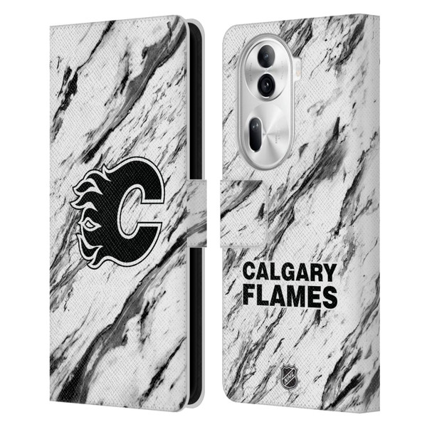 NHL Calgary Flames Marble Leather Book Wallet Case Cover For OPPO Reno11