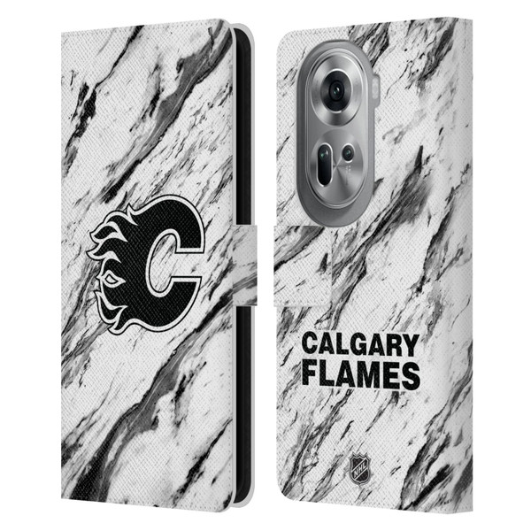 NHL Calgary Flames Marble Leather Book Wallet Case Cover For OPPO Reno11 Pro
