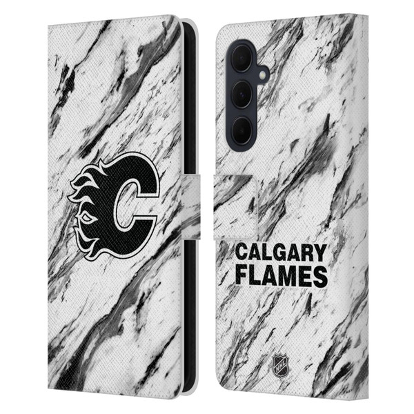 NHL Calgary Flames Marble Leather Book Wallet Case Cover For Samsung Galaxy A35 5G