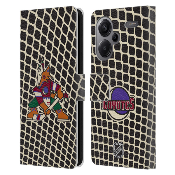 NHL Arizona Coyotes Net Pattern Leather Book Wallet Case Cover For Xiaomi Redmi Note 13 Pro Plus 5G