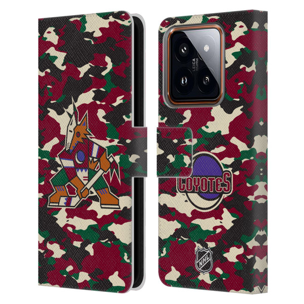 NHL Arizona Coyotes Camouflage Leather Book Wallet Case Cover For Xiaomi 14