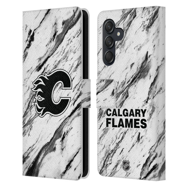 NHL Calgary Flames Marble Leather Book Wallet Case Cover For Samsung Galaxy M55 5G