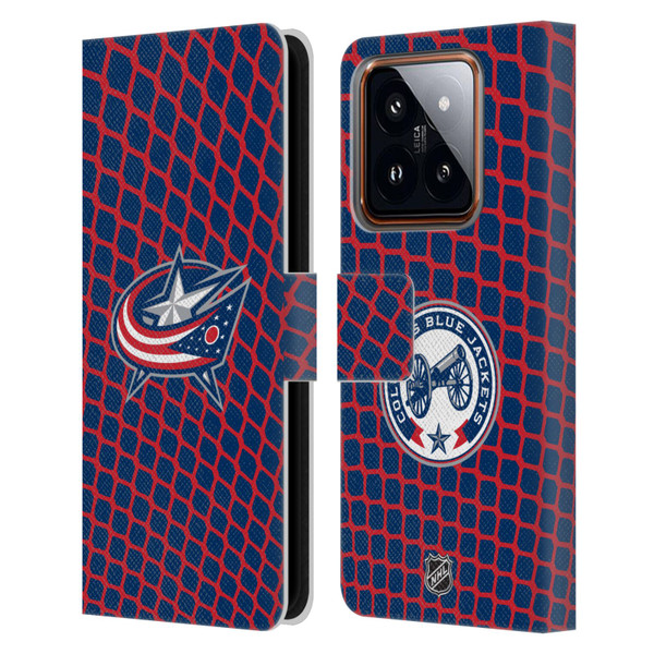NHL Columbus Blue Jackets Net Pattern Leather Book Wallet Case Cover For Xiaomi 14
