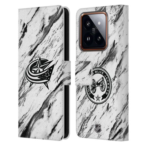NHL Columbus Blue Jackets Marble Leather Book Wallet Case Cover For Xiaomi 14