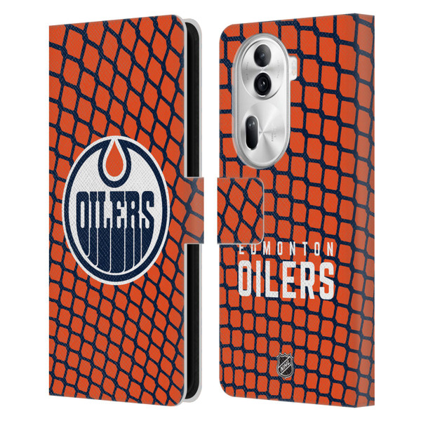 NHL Edmonton Oilers Net Pattern Leather Book Wallet Case Cover For OPPO Reno11