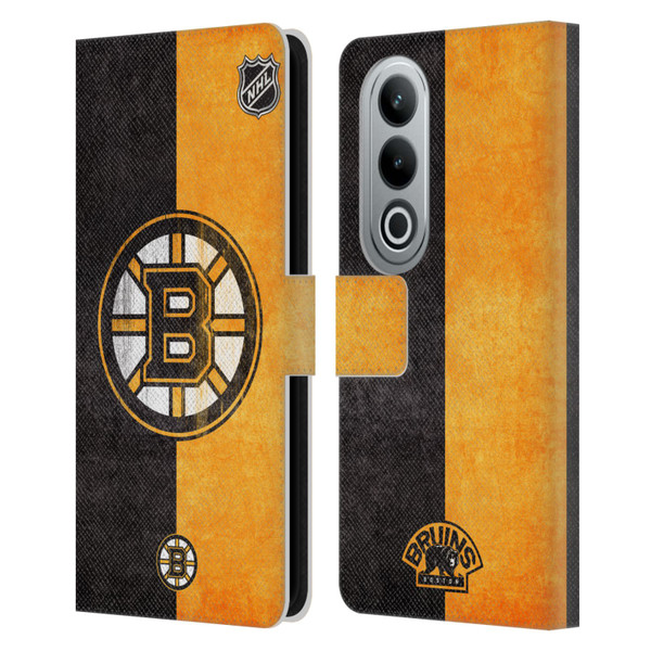NHL Boston Bruins Half Distressed Leather Book Wallet Case Cover For OPPO OnePlus Ace 3V 5G