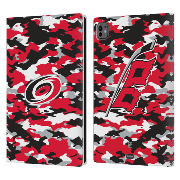 NHL Carolina Hurricanes Camouflage Leather Book Wallet Case Cover For Apple iPad Pro 11 M4 2024