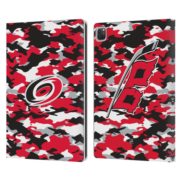 NHL Carolina Hurricanes Camouflage Leather Book Wallet Case Cover For Apple iPad Pro 13 M4 2024