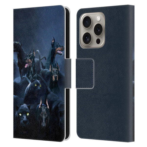 Klaudia Senator Animal Art Doberman Leather Book Wallet Case Cover For Apple iPhone 16 Pro