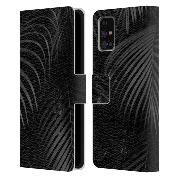 LebensArt Elegance in Black Palms Leather Book Wallet Case Cover For Samsung Galaxy M31s (2020)