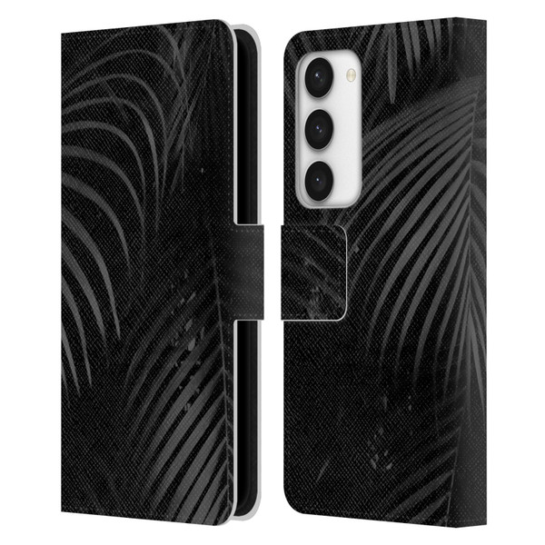 LebensArt Elegance in Black Palms Leather Book Wallet Case Cover For Samsung Galaxy S23 5G
