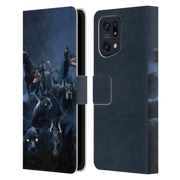 Klaudia Senator Animal Art Doberman Leather Book Wallet Case Cover For OPPO Find X5