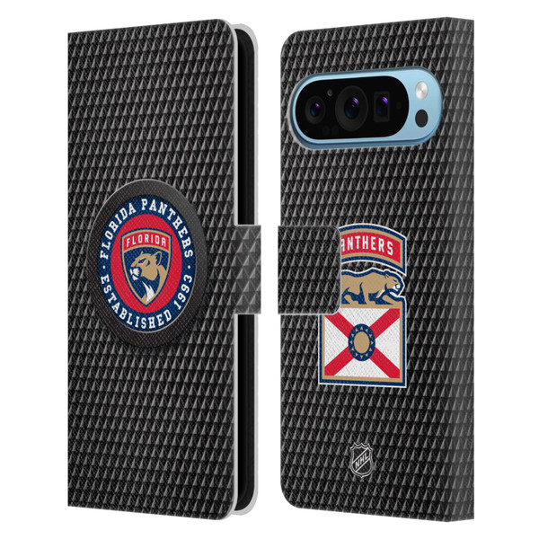 NHL Florida Panthers Puck Texture Leather Book Wallet Case Cover For Google Pixel 9 / Pixel 9 Pro