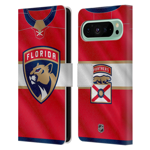 NHL Florida Panthers Jersey Leather Book Wallet Case Cover For Google Pixel 9 Pro XL
