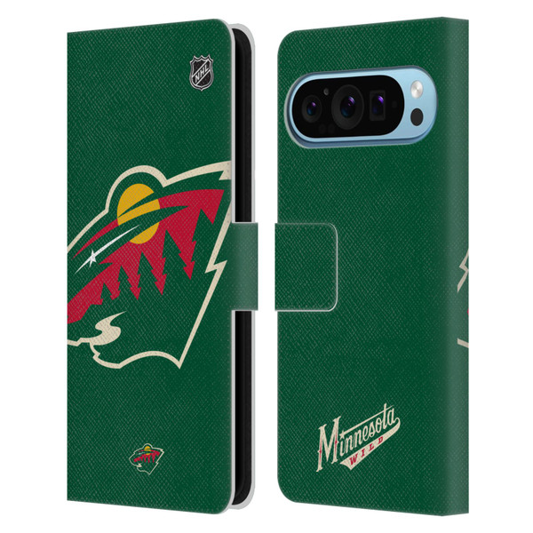 NHL Minnesota Wild Oversized Leather Book Wallet Case Cover For Google Pixel 9 / Pixel 9 Pro