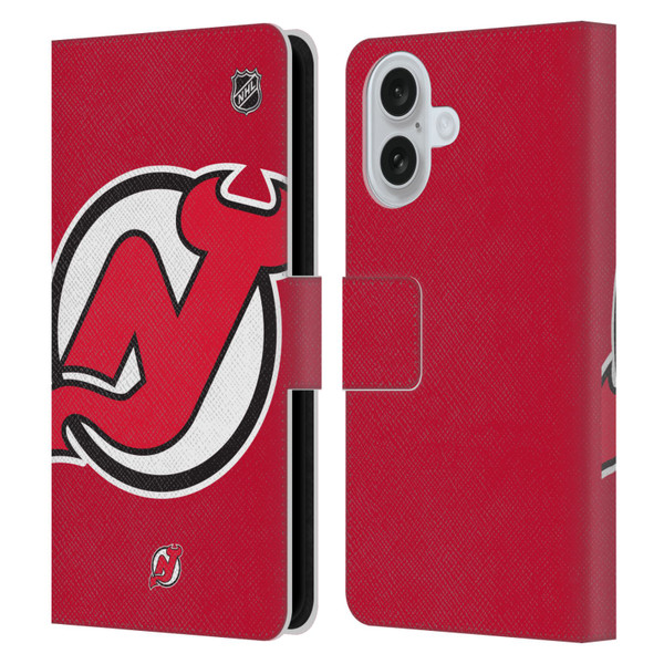 NHL New Jersey Devils Oversized Leather Book Wallet Case Cover For Apple iPhone 16