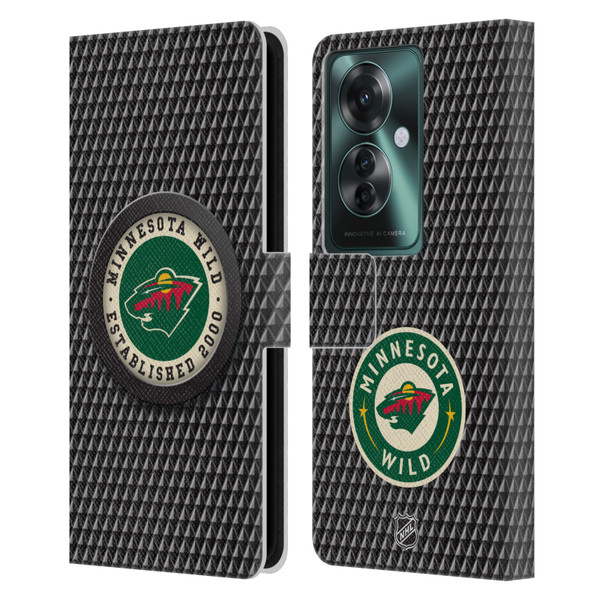 NHL Minnesota Wild Puck Texture Leather Book Wallet Case Cover For OPPO Reno11 F 5G / F25 Pro 5G