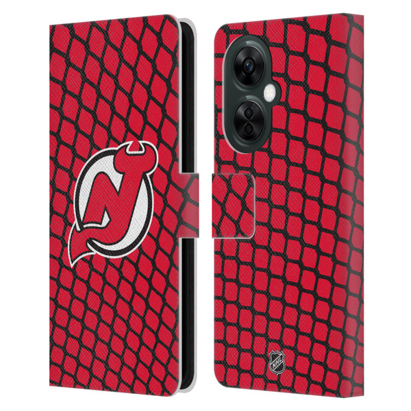 NHL New Jersey Devils Net Pattern Leather Book Wallet Case Cover For OnePlus Nord CE 3 Lite 5G