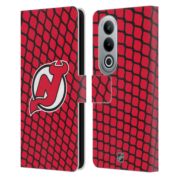 NHL New Jersey Devils Net Pattern Leather Book Wallet Case Cover For OPPO OnePlus Ace 3V 5G