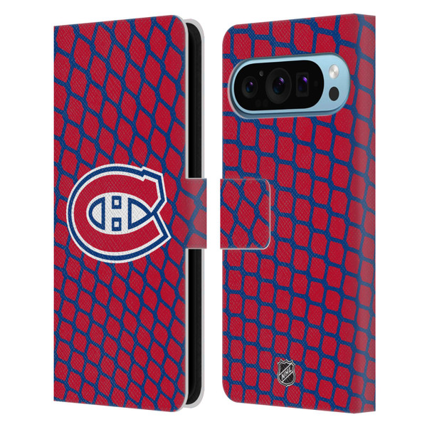NHL Montreal Canadiens Net Pattern Leather Book Wallet Case Cover For Google Pixel 9 / Pixel 9 Pro