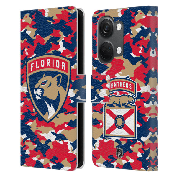 NHL Florida Panthers Camouflage Leather Book Wallet Case Cover For OnePlus Nord 3 5G