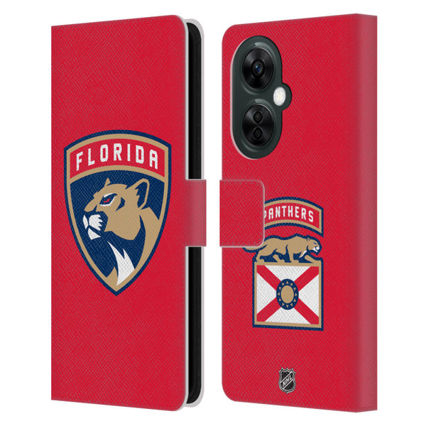 NHL Florida Panthers Plain Leather Book Wallet Case Cover For OnePlus Nord CE 3 Lite 5G