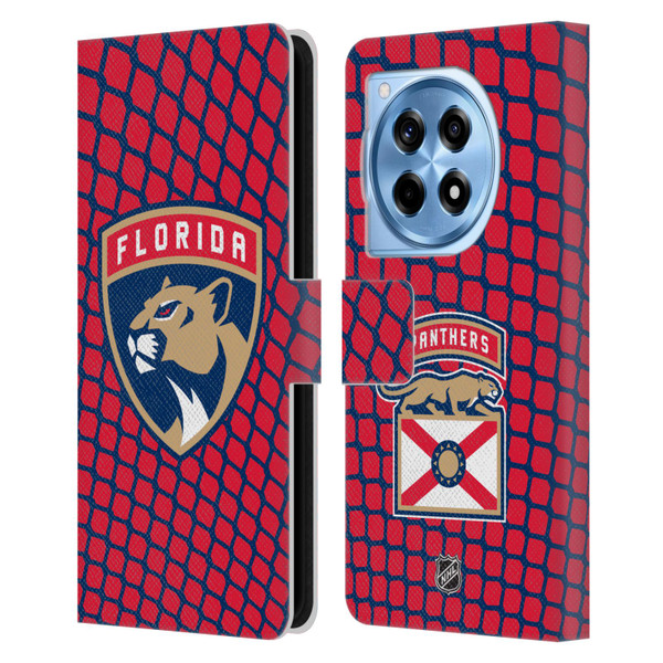 NHL Florida Panthers Net Pattern Leather Book Wallet Case Cover For OnePlus 12R