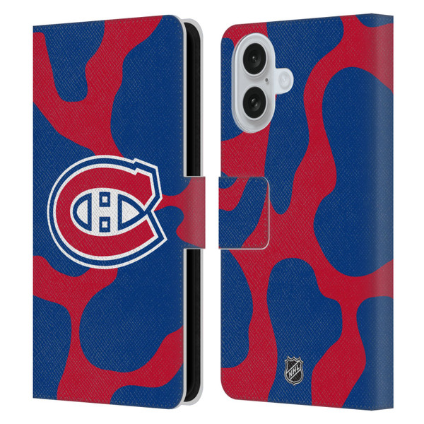 NHL Montreal Canadiens Cow Pattern Leather Book Wallet Case Cover For Apple iPhone 16