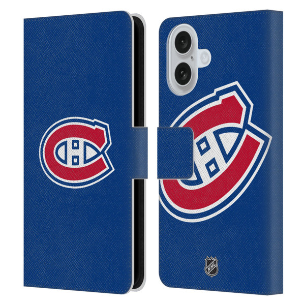 NHL Montreal Canadiens Plain Leather Book Wallet Case Cover For Apple iPhone 16