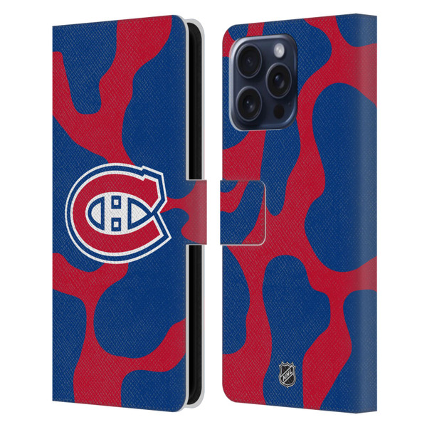 NHL Montreal Canadiens Cow Pattern Leather Book Wallet Case Cover For Apple iPhone 16 Pro Max