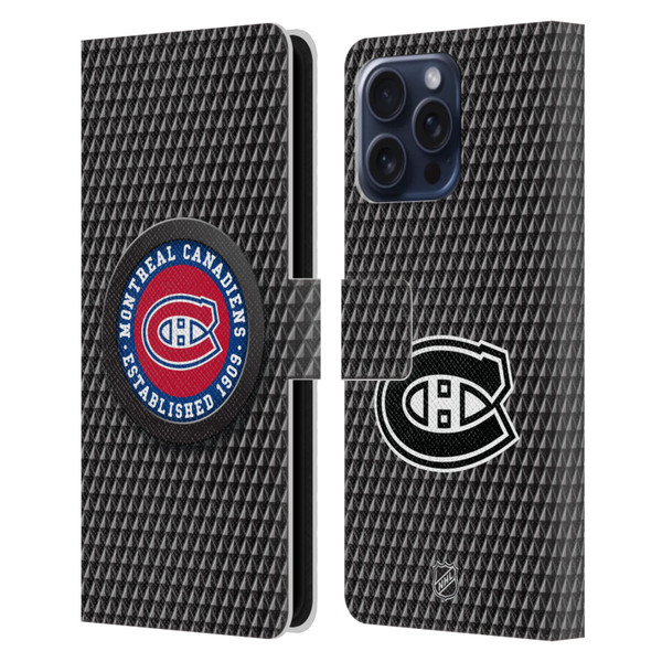 NHL Montreal Canadiens Puck Texture Leather Book Wallet Case Cover For Apple iPhone 16 Pro Max