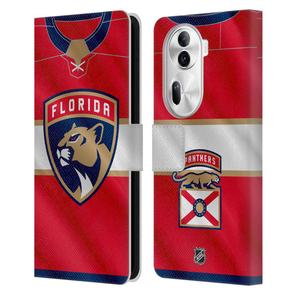NHL Florida Panthers Jersey Leather Book Wallet Case Cover For OPPO Reno11