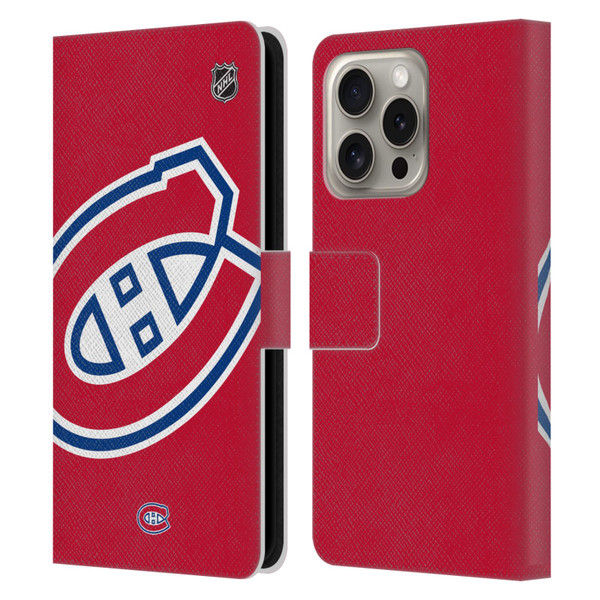 NHL Montreal Canadiens Oversized Leather Book Wallet Case Cover For Apple iPhone 16 Pro