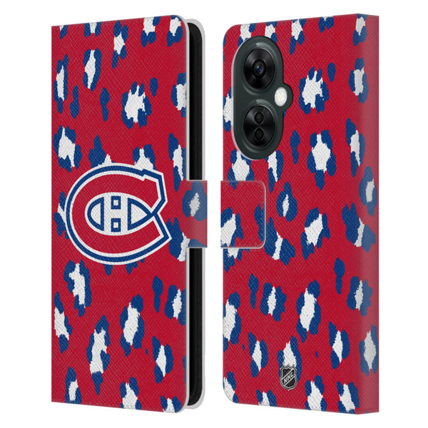 NHL Montreal Canadiens Leopard Patten Leather Book Wallet Case Cover For OnePlus Nord CE 3 Lite 5G