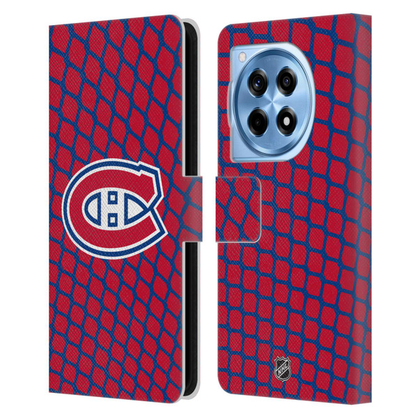 NHL Montreal Canadiens Net Pattern Leather Book Wallet Case Cover For OnePlus 12R