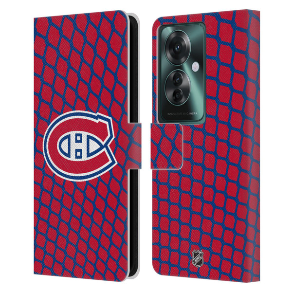 NHL Montreal Canadiens Net Pattern Leather Book Wallet Case Cover For OPPO Reno11 F 5G / F25 Pro 5G