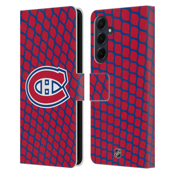 NHL Montreal Canadiens Net Pattern Leather Book Wallet Case Cover For Samsung Galaxy A55 5G