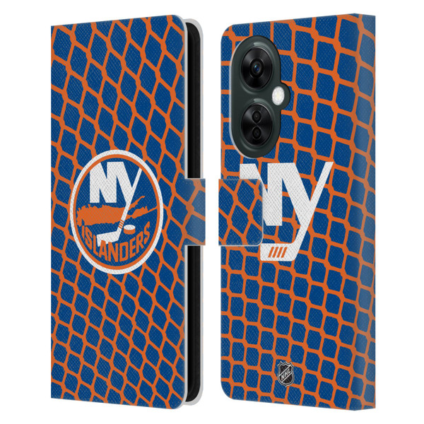 NHL New York Islanders Net Pattern Leather Book Wallet Case Cover For OnePlus Nord CE 3 Lite 5G
