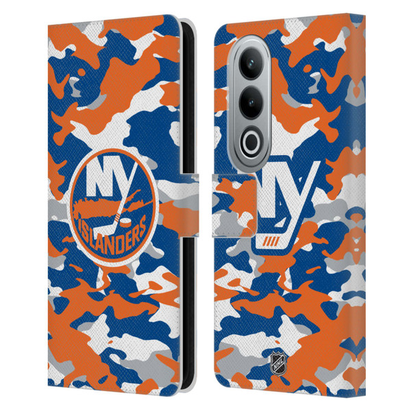 NHL New York Islanders Camouflage Leather Book Wallet Case Cover For OPPO OnePlus Ace 3V 5G