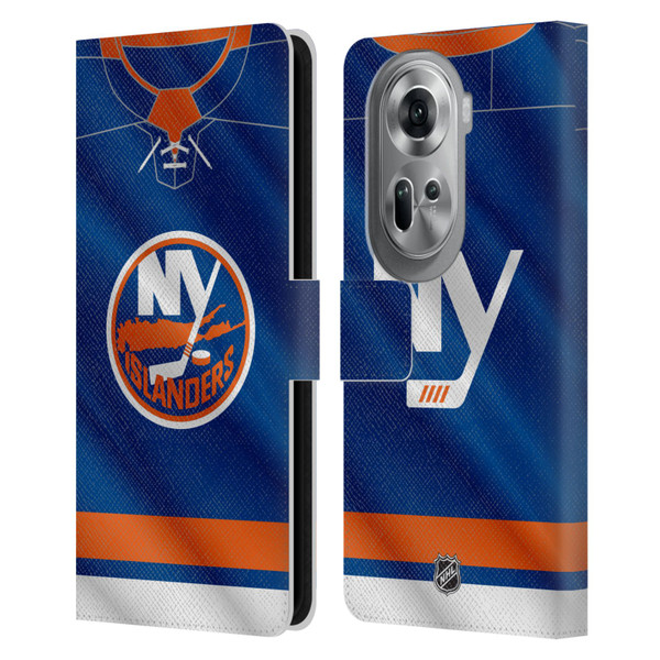 NHL New York Islanders Jersey Leather Book Wallet Case Cover For OPPO Reno11 Pro