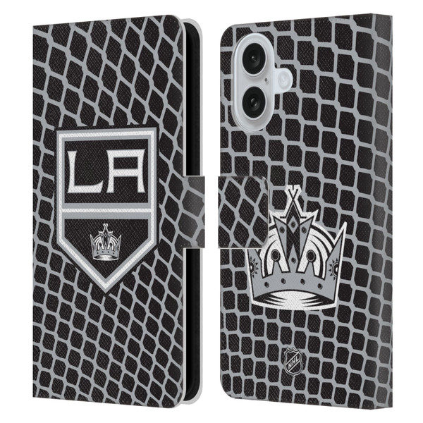 NHL Los Angeles Kings Net Pattern Leather Book Wallet Case Cover For Apple iPhone 16