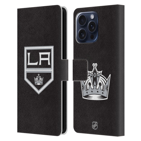 NHL Los Angeles Kings Plain Leather Book Wallet Case Cover For Apple iPhone 16 Pro Max