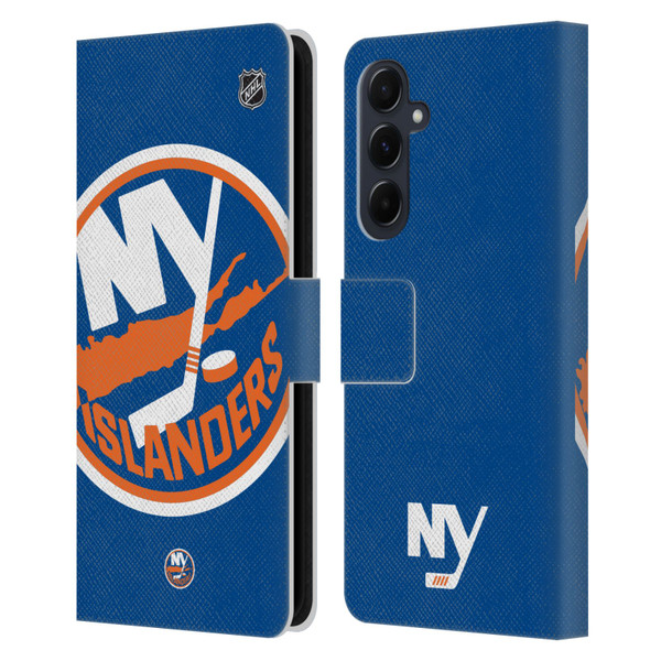 NHL New York Islanders Oversized Leather Book Wallet Case Cover For Samsung Galaxy A55 5G