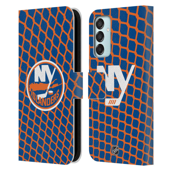 NHL New York Islanders Net Pattern Leather Book Wallet Case Cover For Samsung Galaxy M15/F15 5G